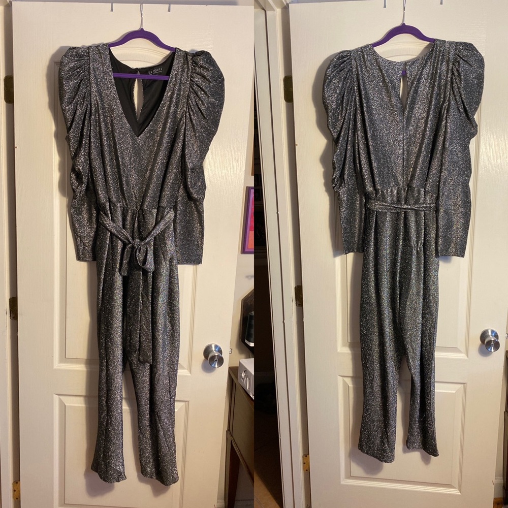 Puff long sleeve Eloquii sparkle jumpsuit